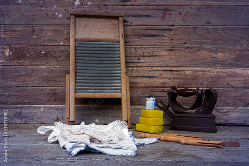 Принти на полотні Vintage laundry washing items