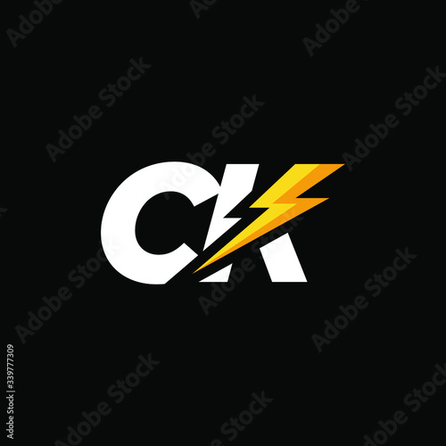 Initial Letter CK with Lightning