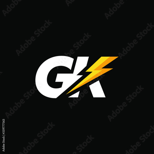 Initial Letter GK with Lightning