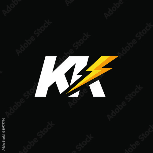 Initial Letter KK with Lightning