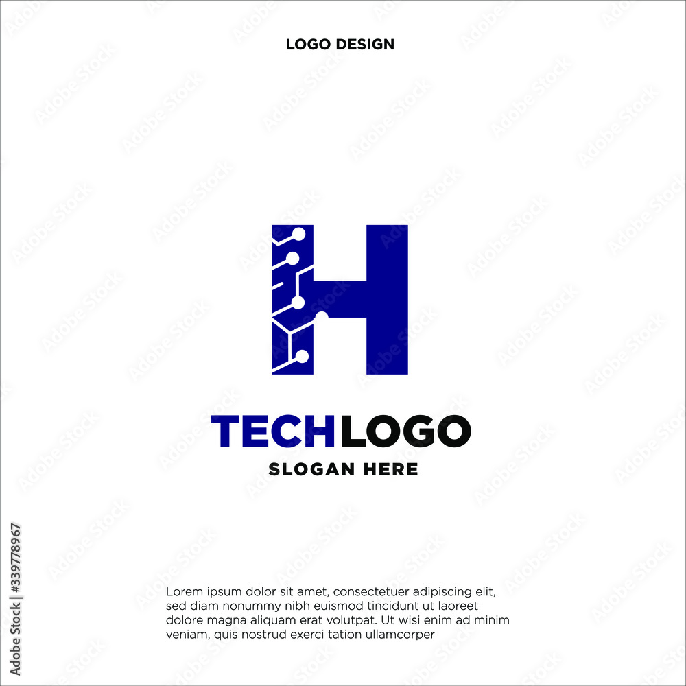 H Technology Circuit Alphabet. Logo. Simple, modern, futuristic. With Blue Gradation Color. H Technology Circuit Alphabet. Logo. Simple, modern, futuristic. With Blue Gradation Color.