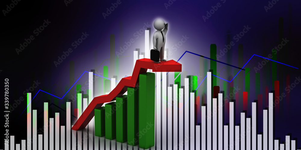 3d rendering Stock market online business concept. business Graph successful business man 3d rendering Stock market online business concept. business Graph successful business man