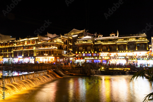 Night scene of phoenix ancient city, xiangxi, China