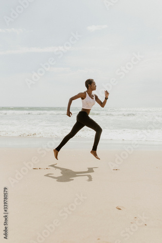 Active woman jogging outdoors