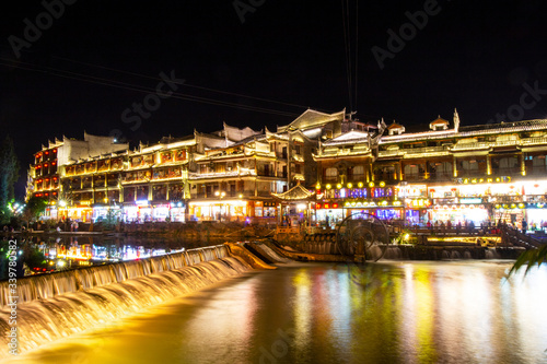 Night scene of phoenix ancient city, xiangxi, China