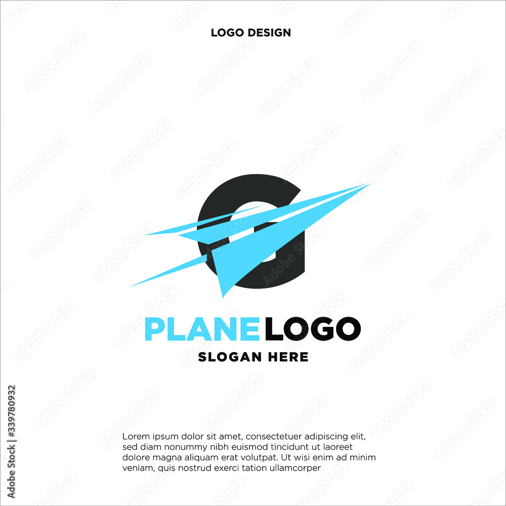 big capital letter G slashed with a paper airplane. aeromode logo vector. big capital letter G slashed with a paper airplane. aeromode logo vector.