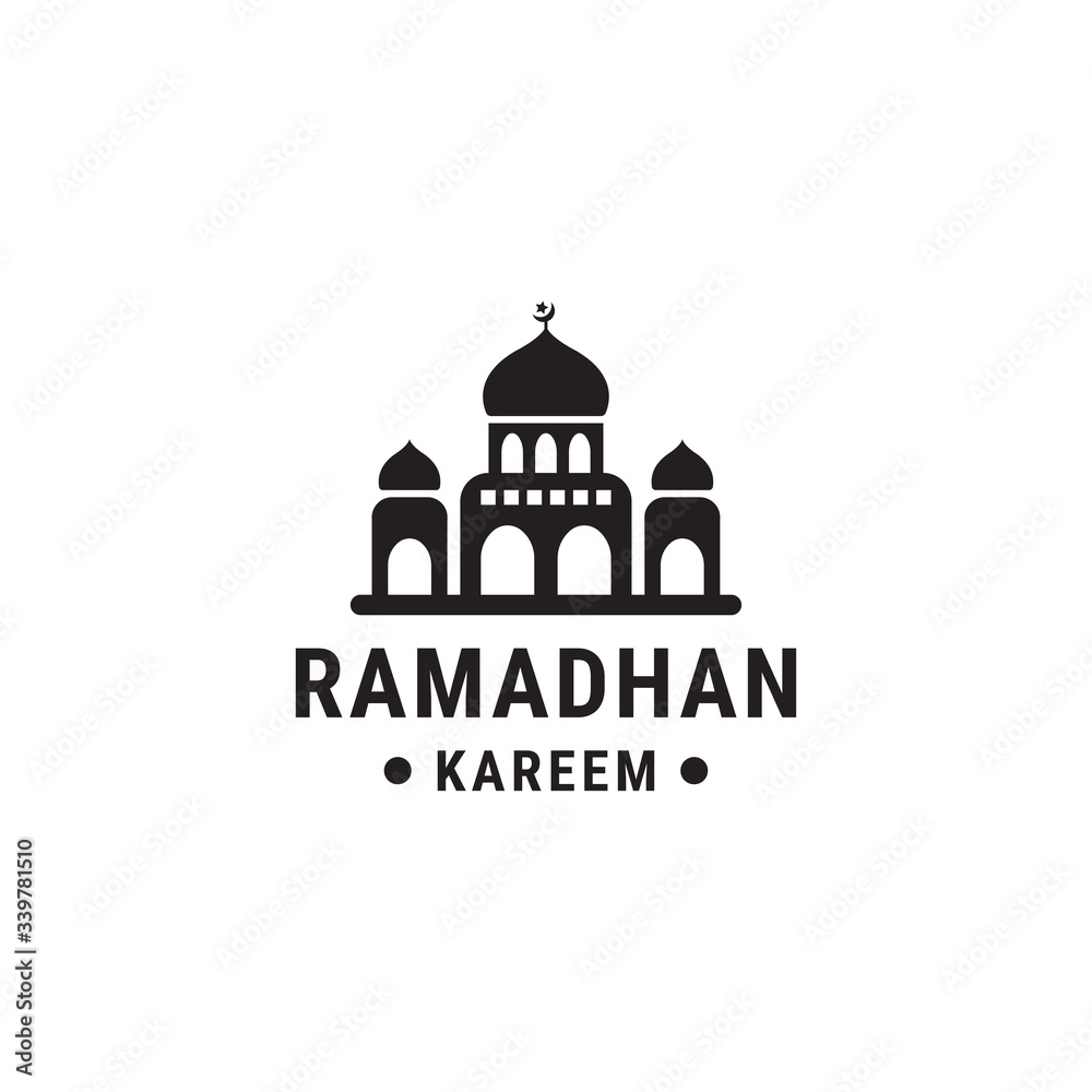 Ramadhan kareen silhouette logo design template