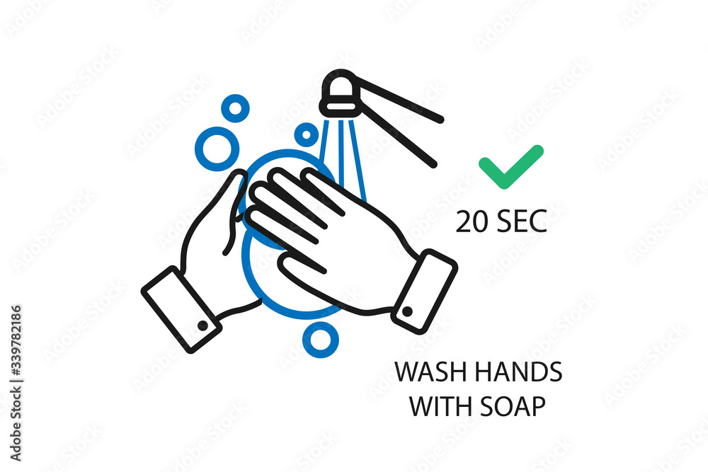 Wash your hands mandatory sign,Wash your hands with soap and water