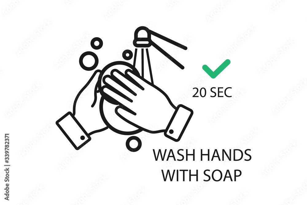 Wash your hands mandatory sign,Wash your hands mandatory sign,Wash your hands with soap and water frequently from 20 to 40 sec as effective protective measure against COVID-19