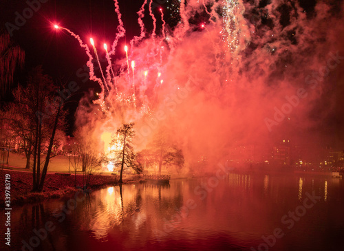 Fototapeta Naklejka Na Ścianę i Meble -  Mjolby town fireworks