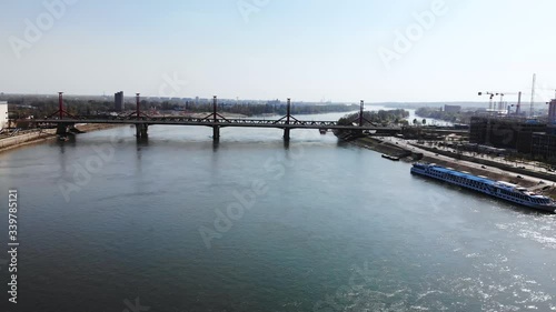Wallpaper Mural Budapest Hungary, Danube River and Rakoczi Bridge Under Evening Sun, Drone Aerial View Torontodigital.ca