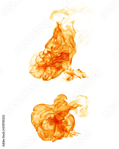 Fire burning flames white background