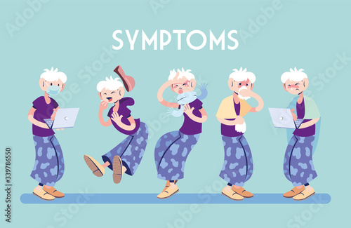 infographic showing incubation and symptoms with icons and infected person