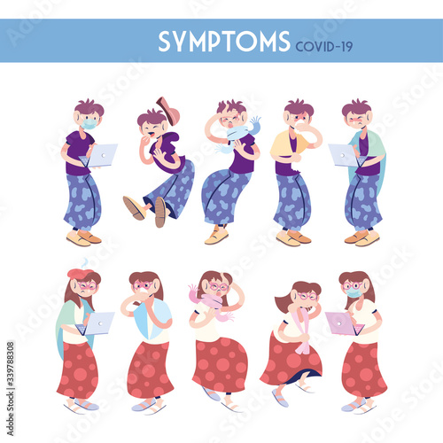 infographic showing incubation and symptoms with icons and infected person