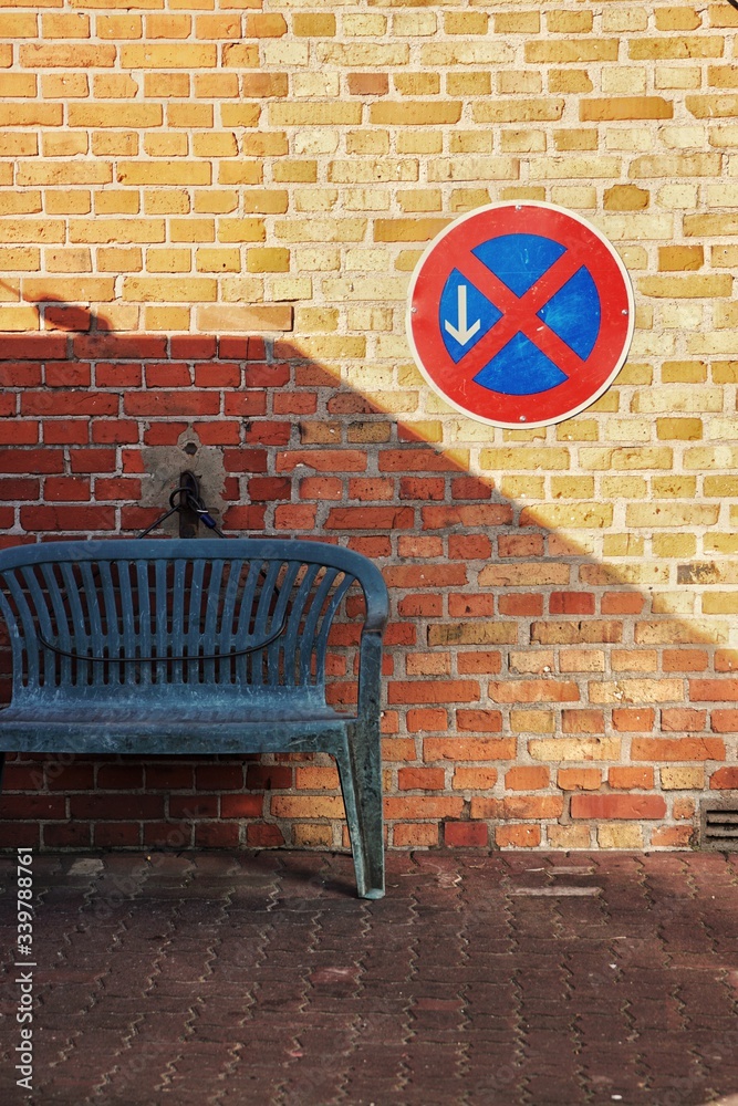 Parking in front of this bench is prohibited