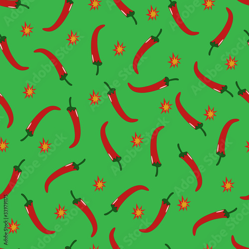 Seamless pattern of hot chilli peppers. Vector illustration.