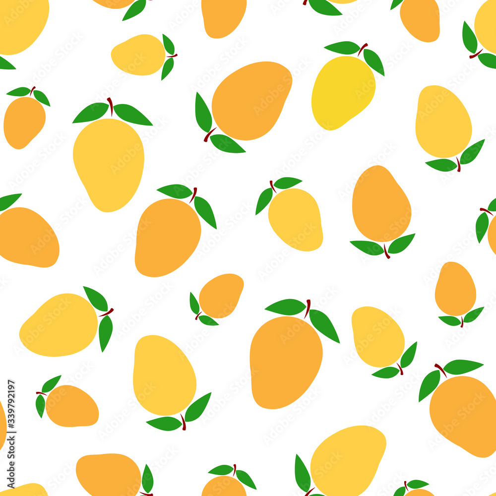 Mango flat design seamless vector illustration Mango flat design seamless vector illustration