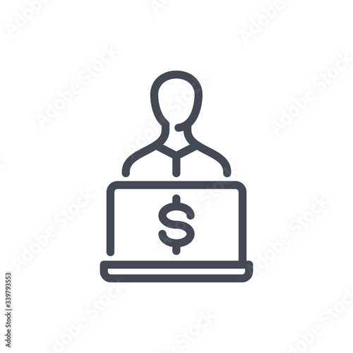 Online Trader line icon. Financial advisor and consulting vector outline sign.