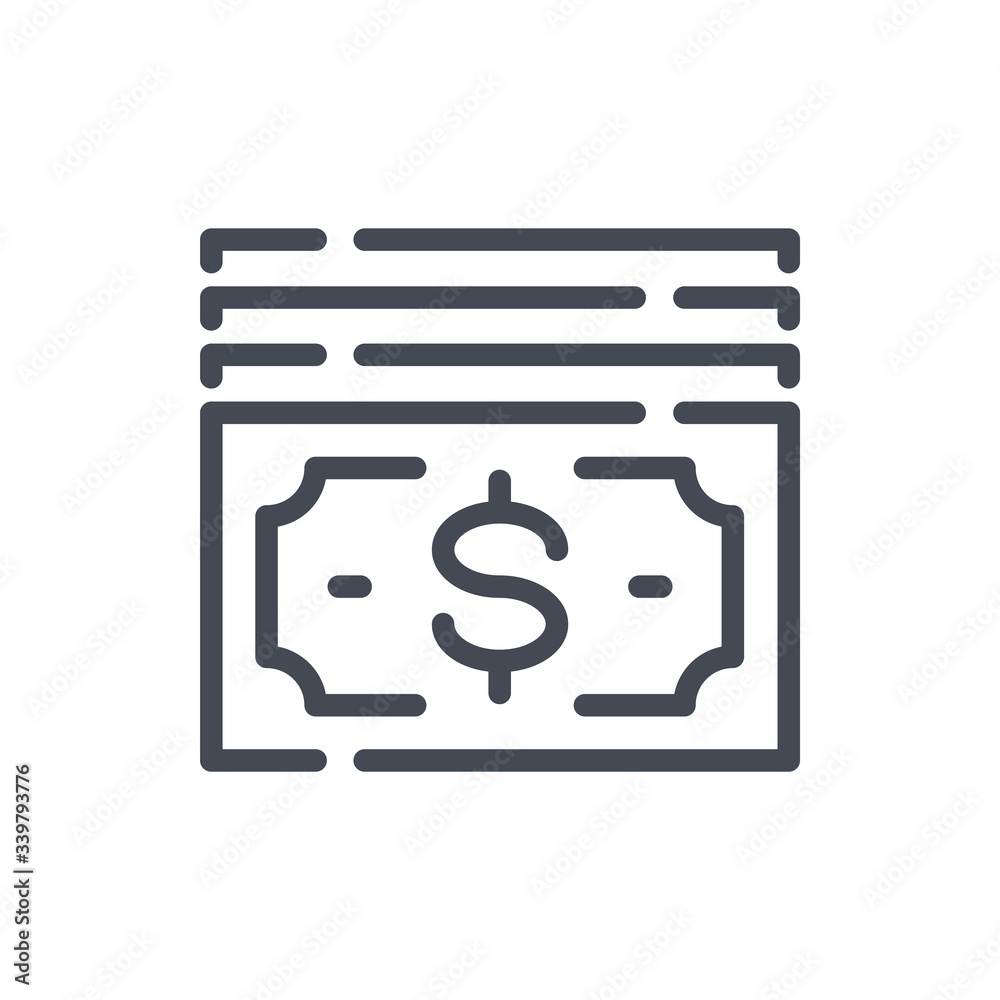 Money line icon. Dollar vector outline sign. Money line icon. Dollar vector outline sign.