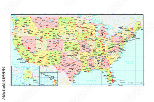 アメリカ合衆国地図 - 州ごとにバラバラになります。 | Map of The United States of America - It becomes scattered for each state.