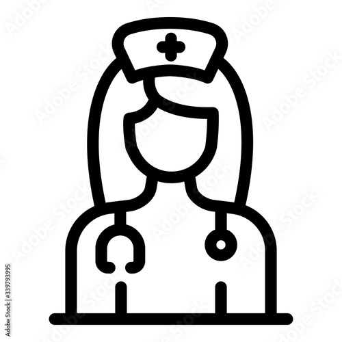 Medical nurse icon. Outline medical nurse vector icon for web design isolated on white background