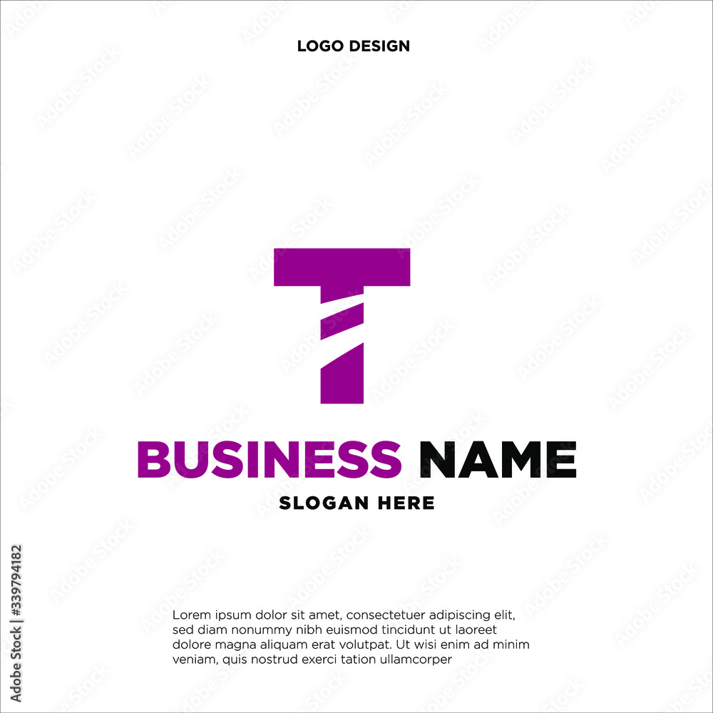 T initial company pink swoosh logo