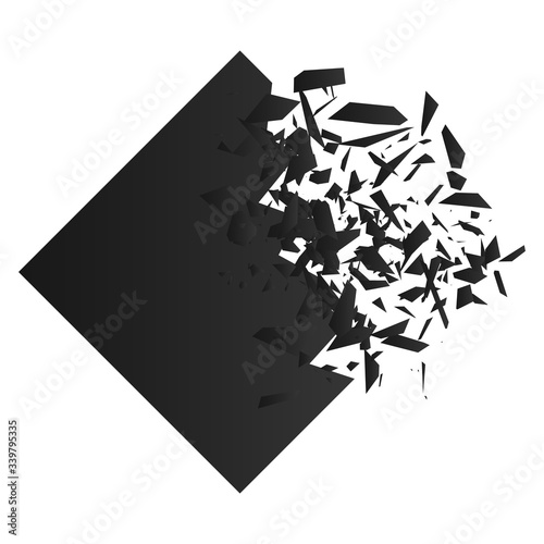 Explosion effect. Shatter triangle. Banner with place for text.