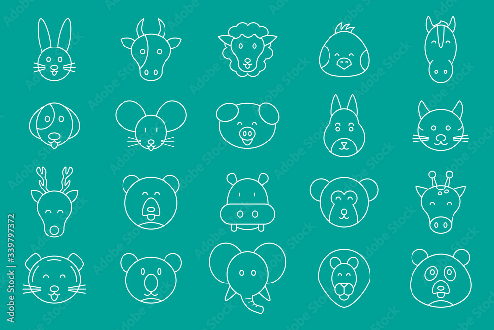 Animal Icons set - Vector outline symbols of pets and wild beast for the site or interface Animal Icons set - Vector outline symbols of pets and wild beast for the site or interface