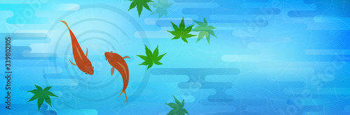 金魚と水の和風背景