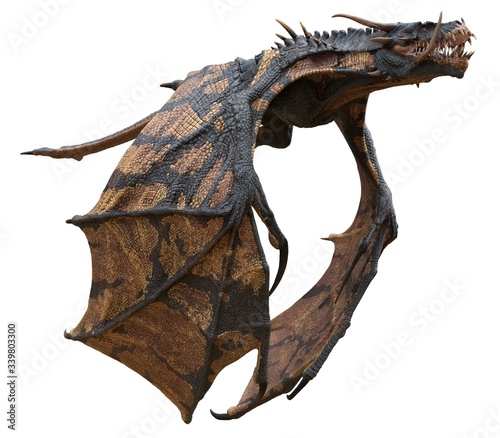 Fantasy dragon isolated on white 3d illustration