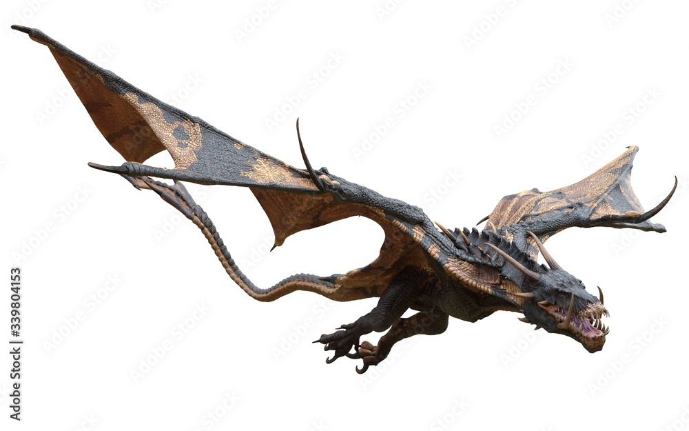 Fantasy dragon isolated on white 3d illustration Fantasy dragon isolated on white 3d illustration