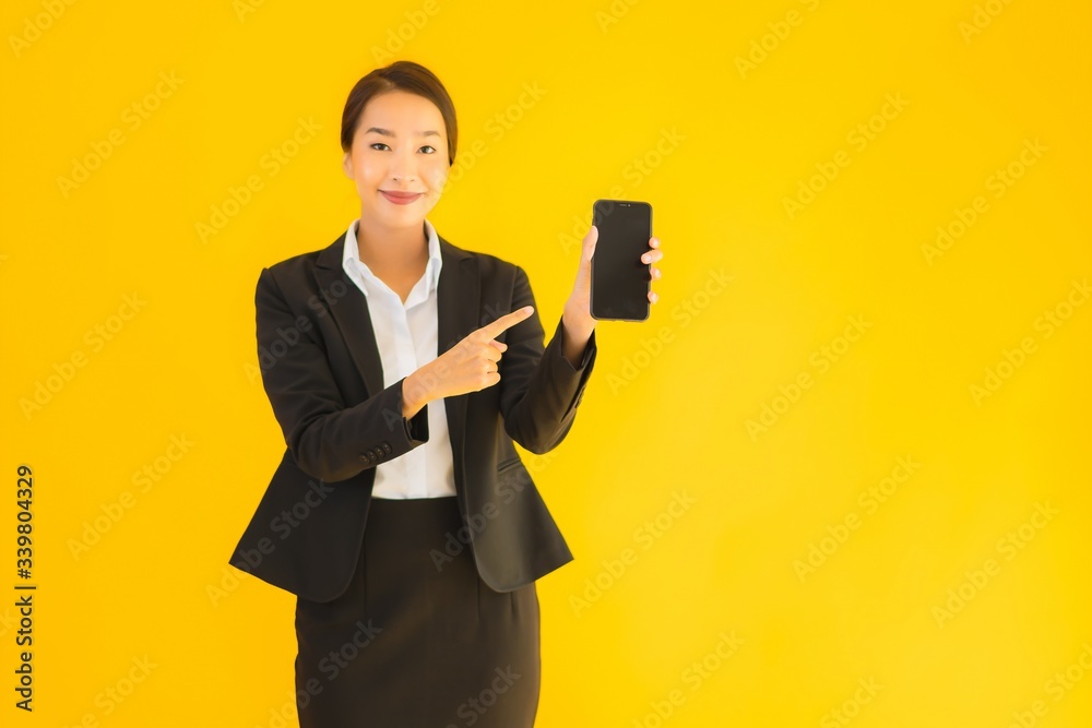Portrait beautiful young asian woman with phone and coffee cup Portrait beautiful young asian woman with phone and coffee cup