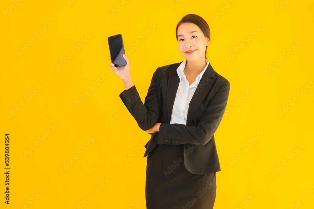 Portrait beautiful young asian woman with phone and coffee cup Portrait beautiful young asian woman with phone and coffee cup