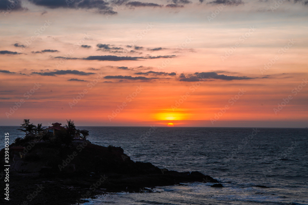 Beautiful sunset in Hon Ba - Vung Tau, Viet Nam, Nghinh Phong cape, it is between Bai Truoc and Bai Sau