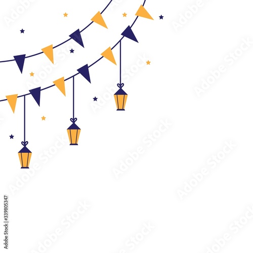 Ramadan kareem greeting with hanging lantern