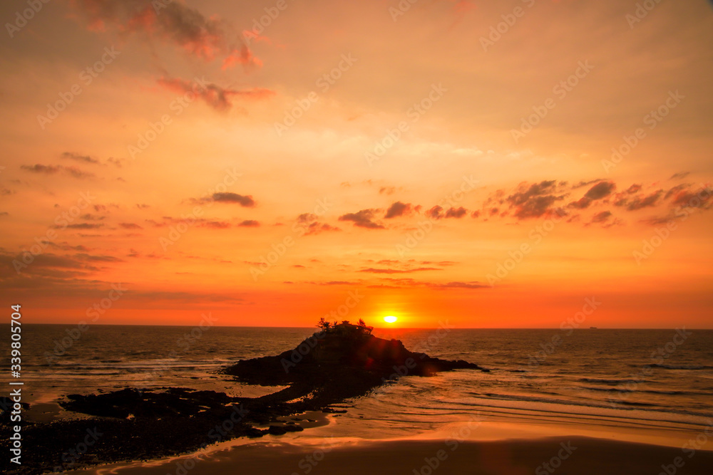 Beautiful sunset in Hon Ba - Vung Tau, Viet Nam, Nghinh Phong cape, it is between Bai Truoc and Bai Sau