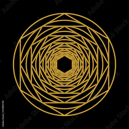 golden color hexagons and circles shape over dark background