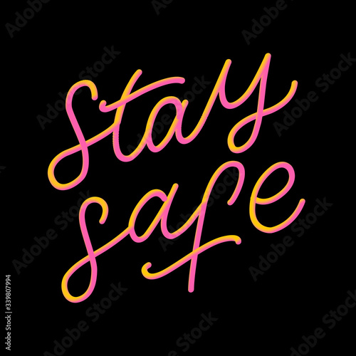 Slogan stay home safe quarantine pandemic letter text words calligraphy vector illustration