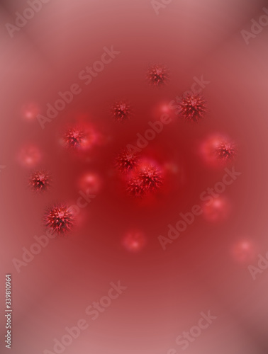 COVID-19 on a red background