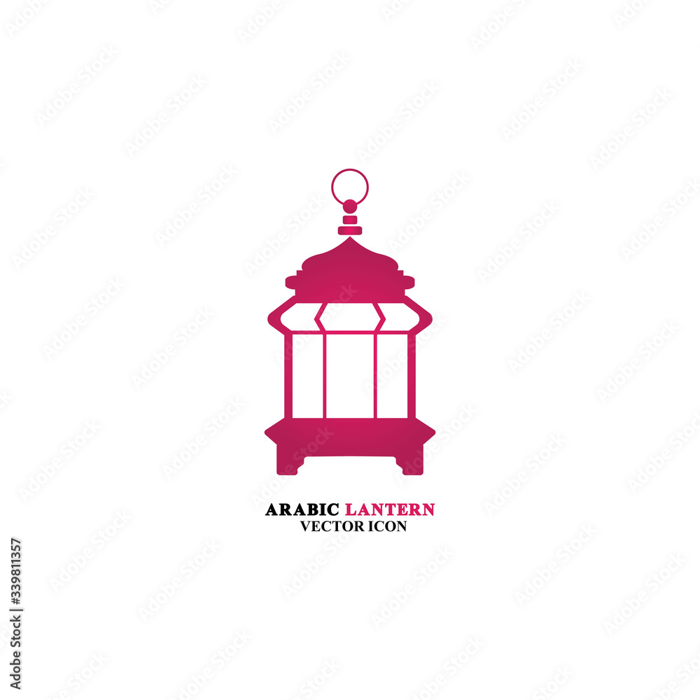 Arabian lantern for ramadan icon flat style. Isolated on white background. illustration.