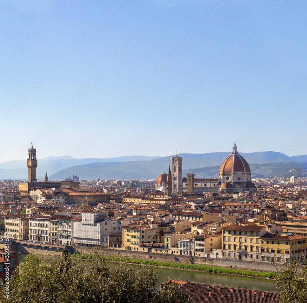 florence panorama with chathedral and signoria building