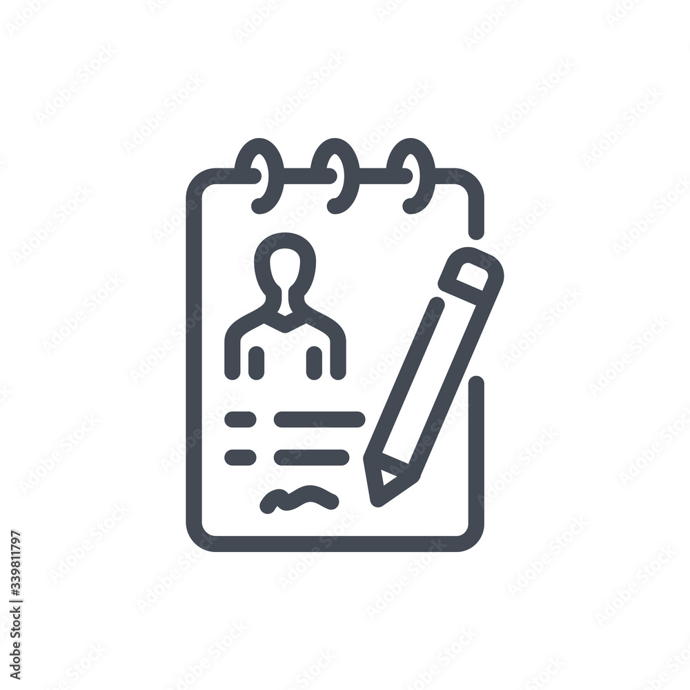 Signing a Contract line icon. Writing to Notebook vector outline sign. Signing a Contract line icon. Writing to Notebook vector outline sign.