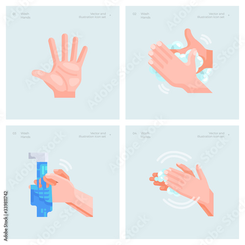 Fototapeta Naklejka Na Ścianę i Meble -  Vector Illustration Design Concept of Wahsing Hands. Hand Cleaning and Hygiene Concept.