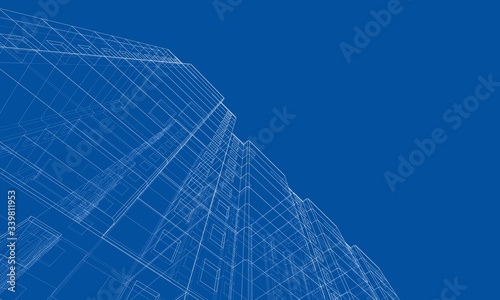 Vector wire-frame model of a multi-storey building