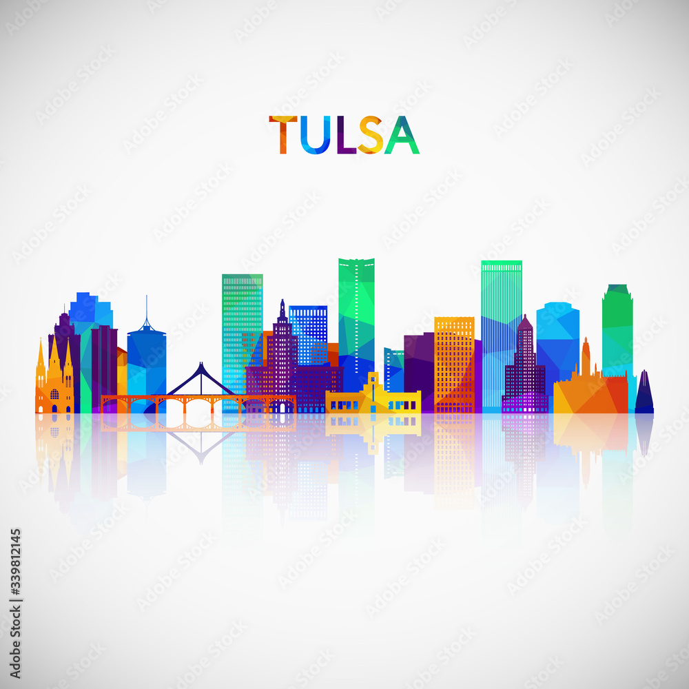 Tulsa skyline silhouette in colorful geometric style. Symbol for your design. Vector illustration.