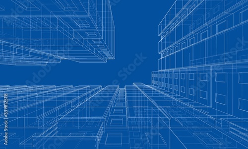 Vector wire-frame model of a multi-storey building