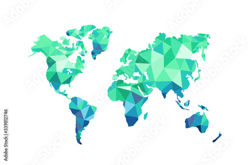Wallpaper Mural World map polygonal green colour pattern. vector illustration. Torontodigital.ca