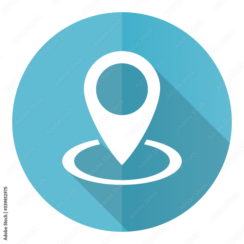 Pointer blue round flat design vector icon isolated on white background Pointer blue round flat design vector icon isolated on white background