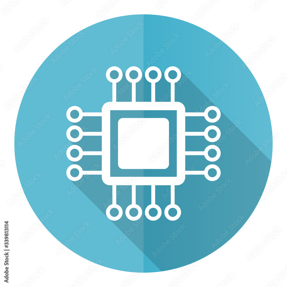 Circuit blue round flat design vector icon isolated on white background, technology, chip, processor illustration in eps 10 Circuit blue round flat design vector icon isolated on white background, technology, chip, processor illustration in eps 10