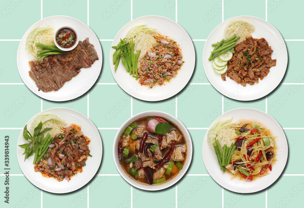 Thai eastern food isolated on pastel background